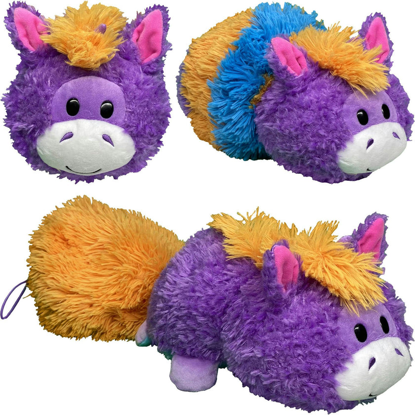 FlipaZoo Magic Tails Blue to Purple - 2-In-1 Animal Plush w/ Bonus 3" Baby Org