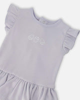 Cotton Rib Jersey Romper With Frill Lilac