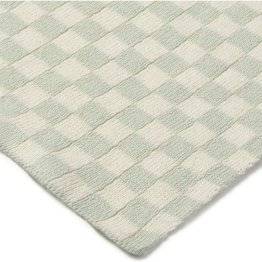 Knitted Blanket Tiles Blue Sage
