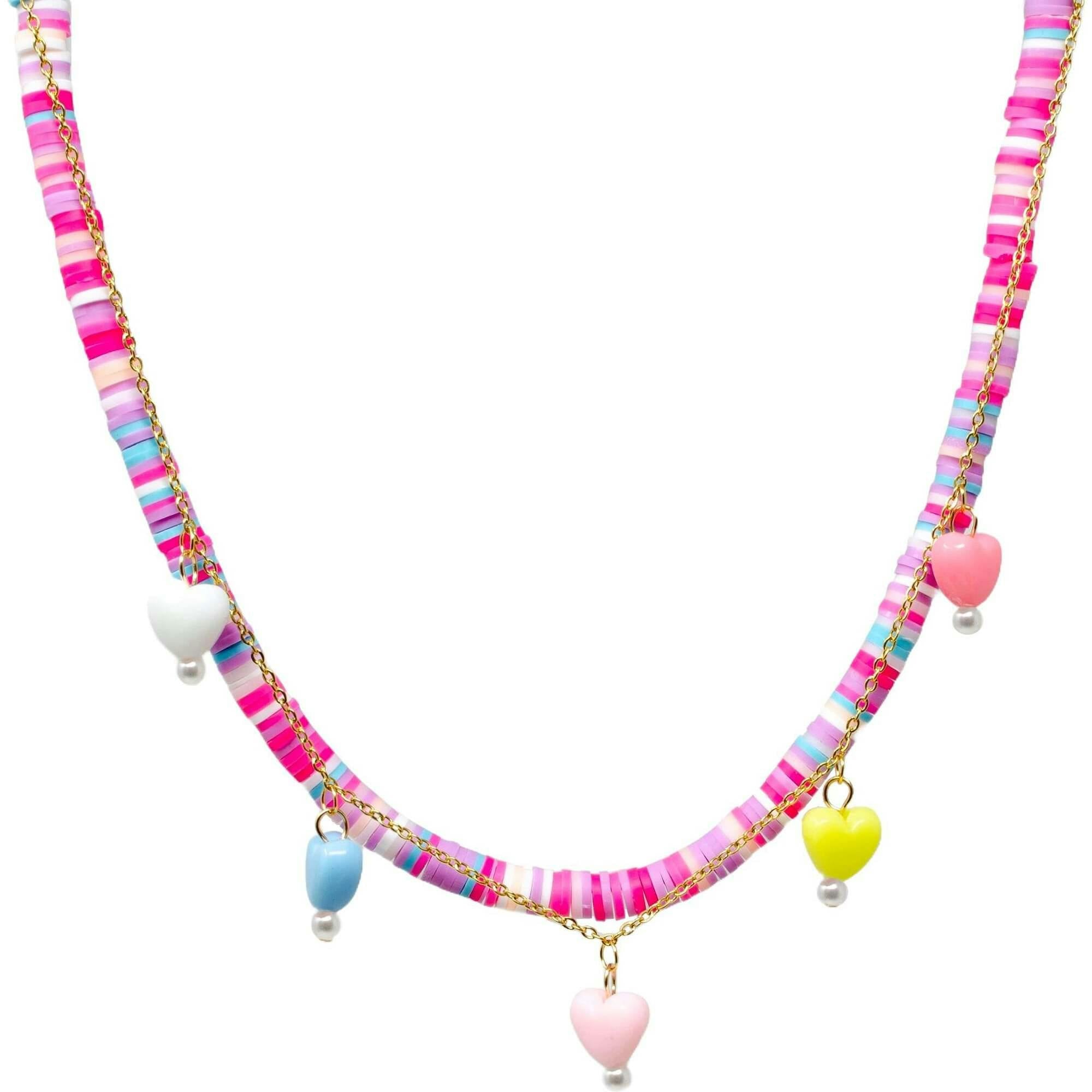 Girl's Colorful Disk Necklace & Charm Duo