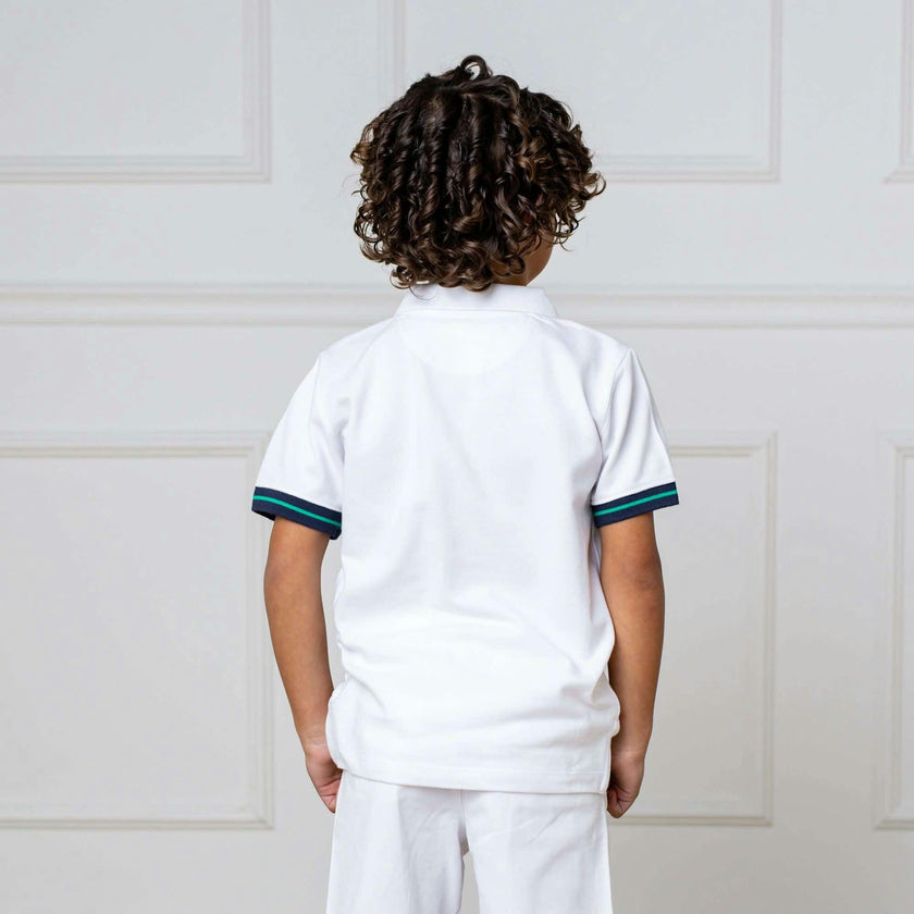 Organic Short Sleeve Knit Pique Polo Shirt, White