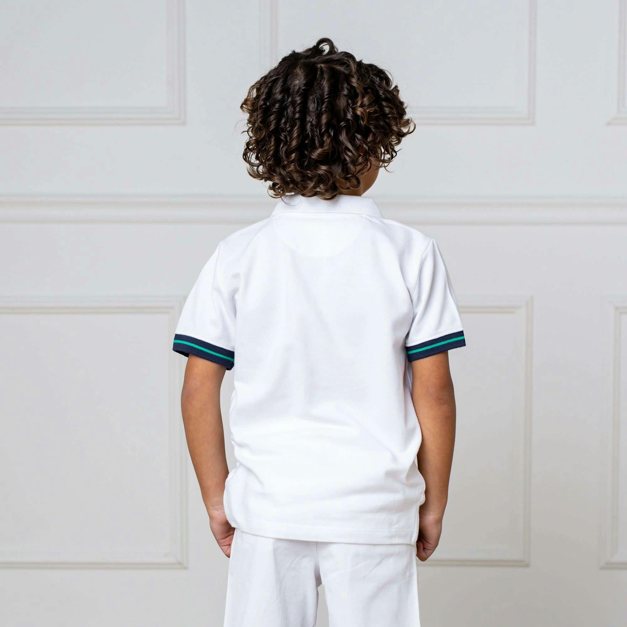 Organic Short Sleeve Knit Pique Polo Shirt, White
