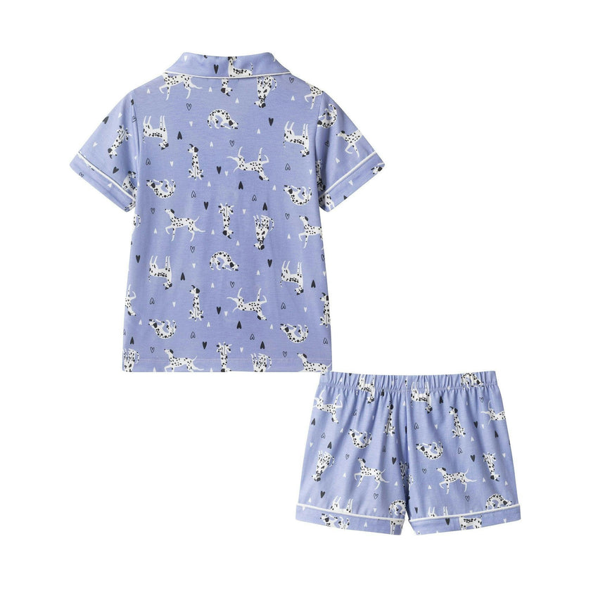 Girls Purple Dalmatian & Heart Print Pajama Set | Dalmatian & Hearts