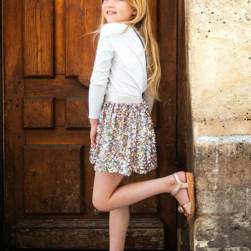 Sequins Skirt with Elastic Waistband