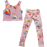 Good Vibes Crop Tank And Legging Sport Set