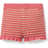 Striped Ruffle Sweater Short, Pink