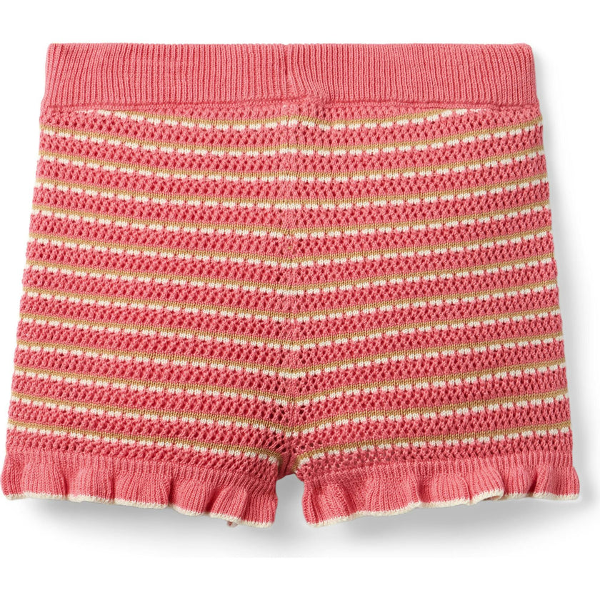 Striped Ruffle Sweater Short, Pink