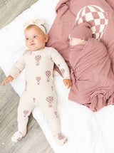 Hot Air Balloon Checkered Knit Blanket