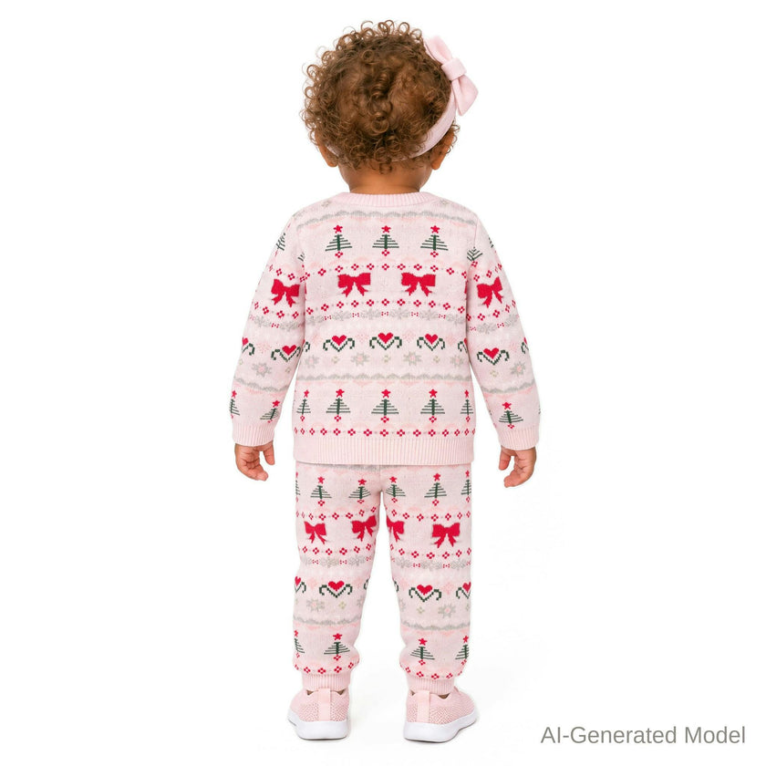 Infant (9-24M) Girls 3-Piece Sweater Set | Festive Bows & Hearts