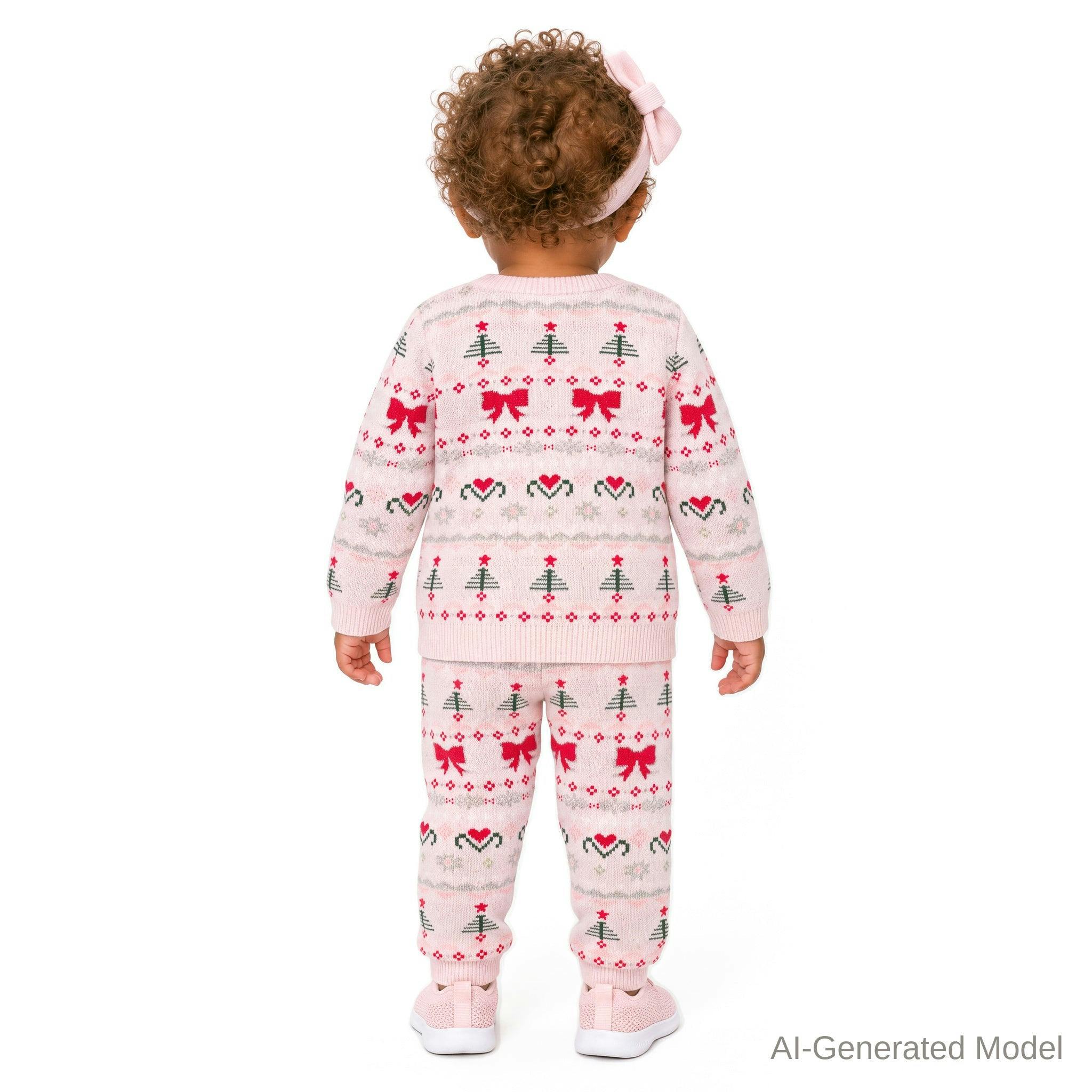 Infant (9-24M) Girls 3-Piece Sweater Set | Festive Bows & Hearts