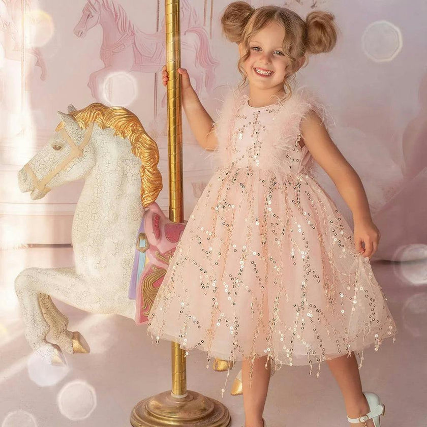 Sparkly Feather Fairy Tulle Dress