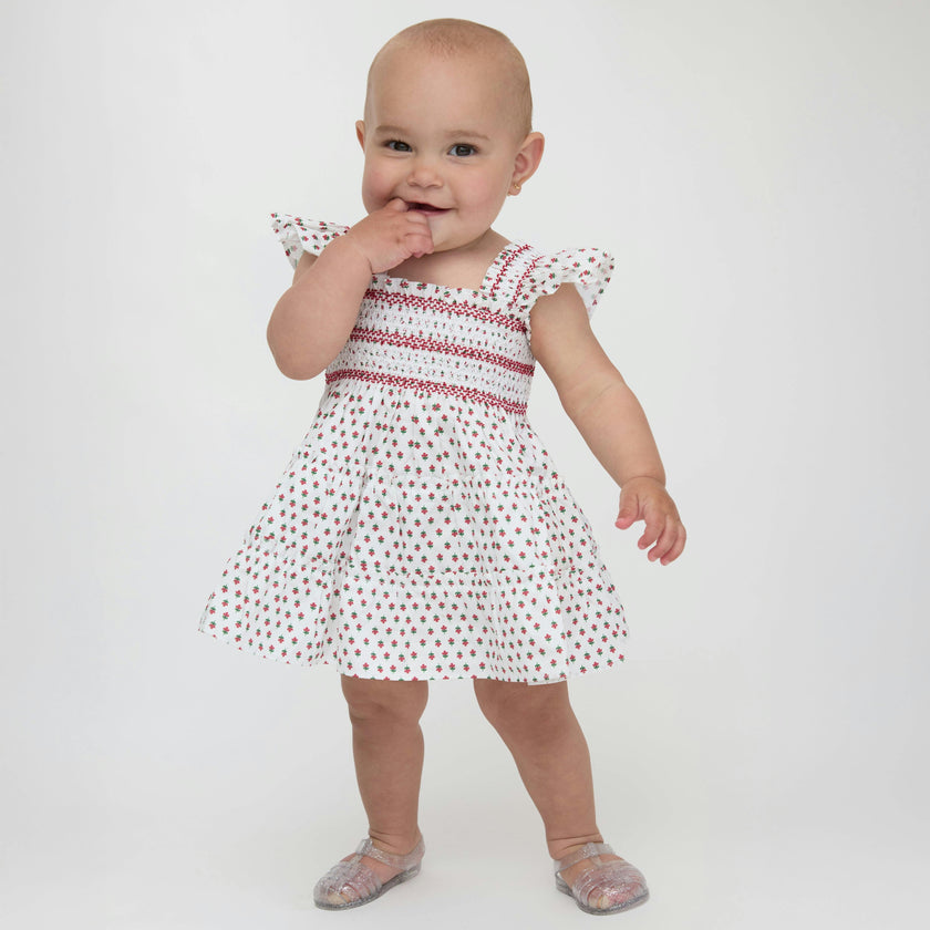 The Baby Ellie Nap Dress - White Poppy Half Drop