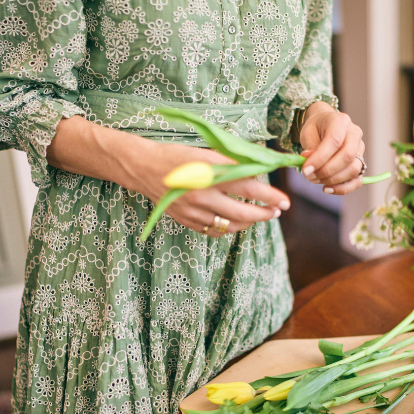 Jillian Dress in Mint Embroidery