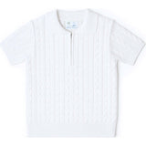 Short Sleeve Polo Cable Sweater