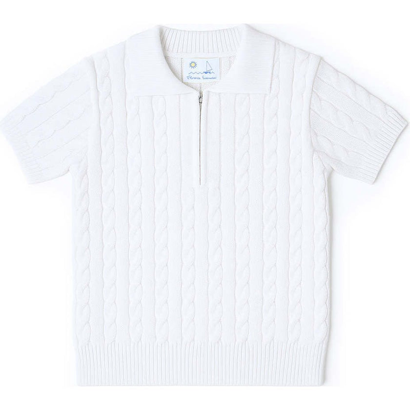 Short Sleeve Polo Cable Sweater