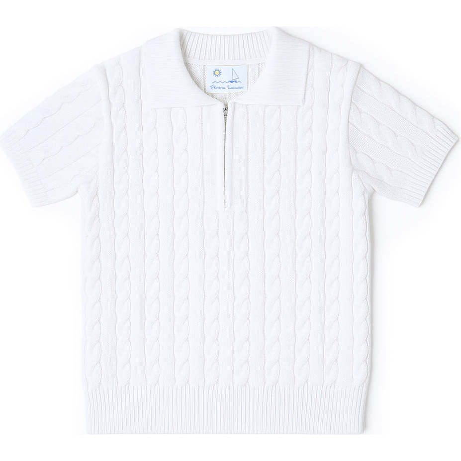 Short Sleeve Polo Cable Sweater
