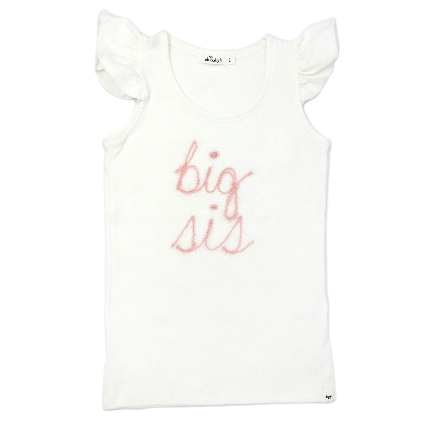 "big sis" Embroidered Cotton Baby Rib Full Sleeve Tank