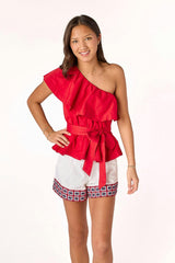 Piper Peplum Top Pomegranate