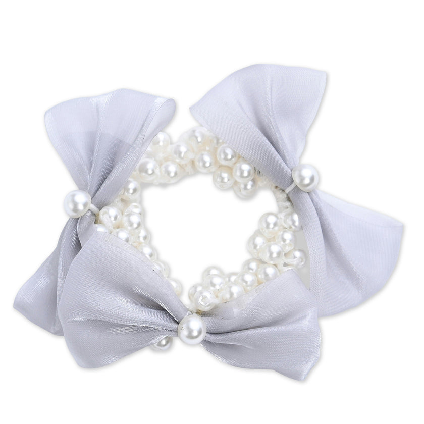 Pearl Bow Scrunchie Set
