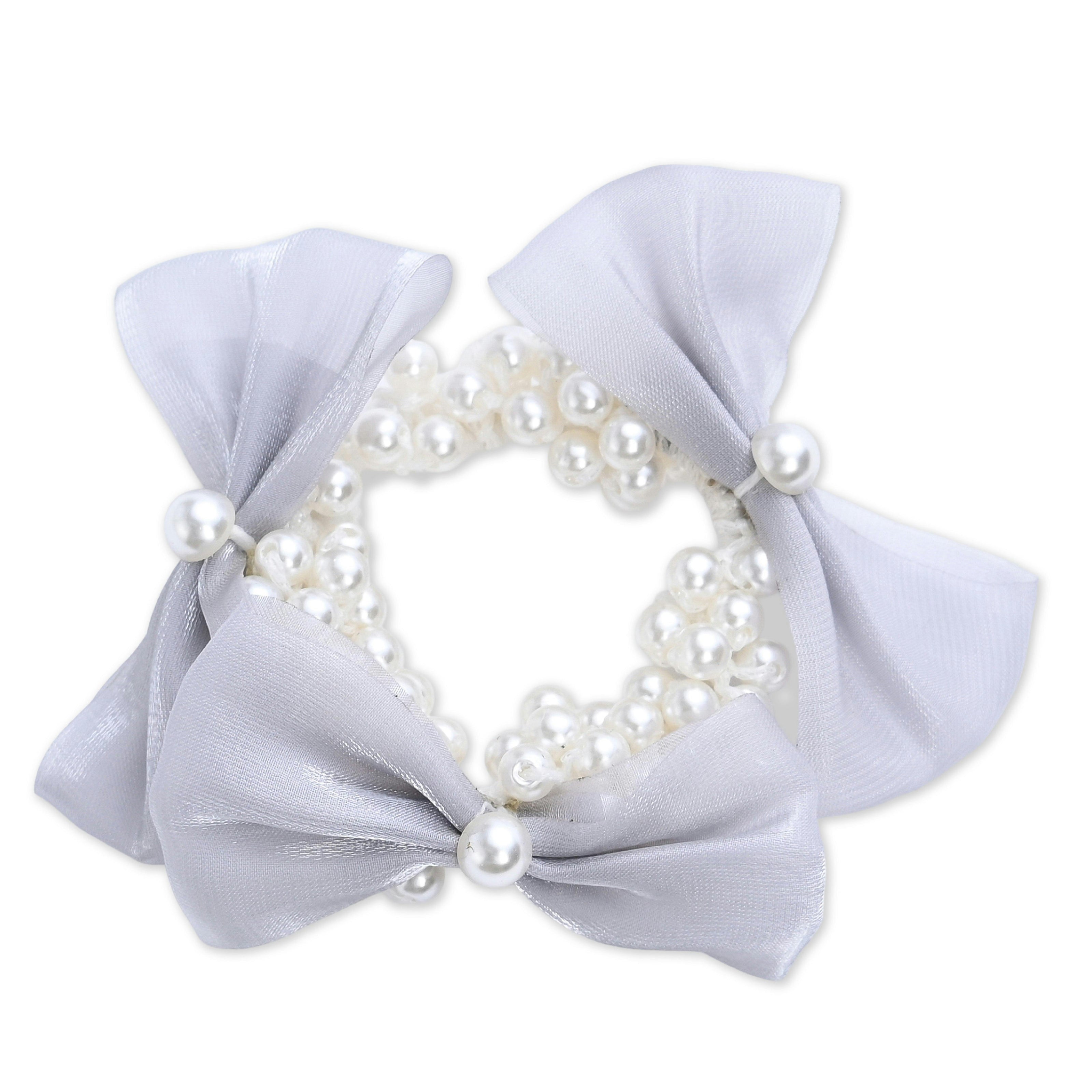 Pearl Bow Scrunchie Set