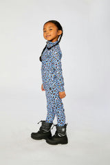 Two Piece Thermal Underwear Blue Leopard Print