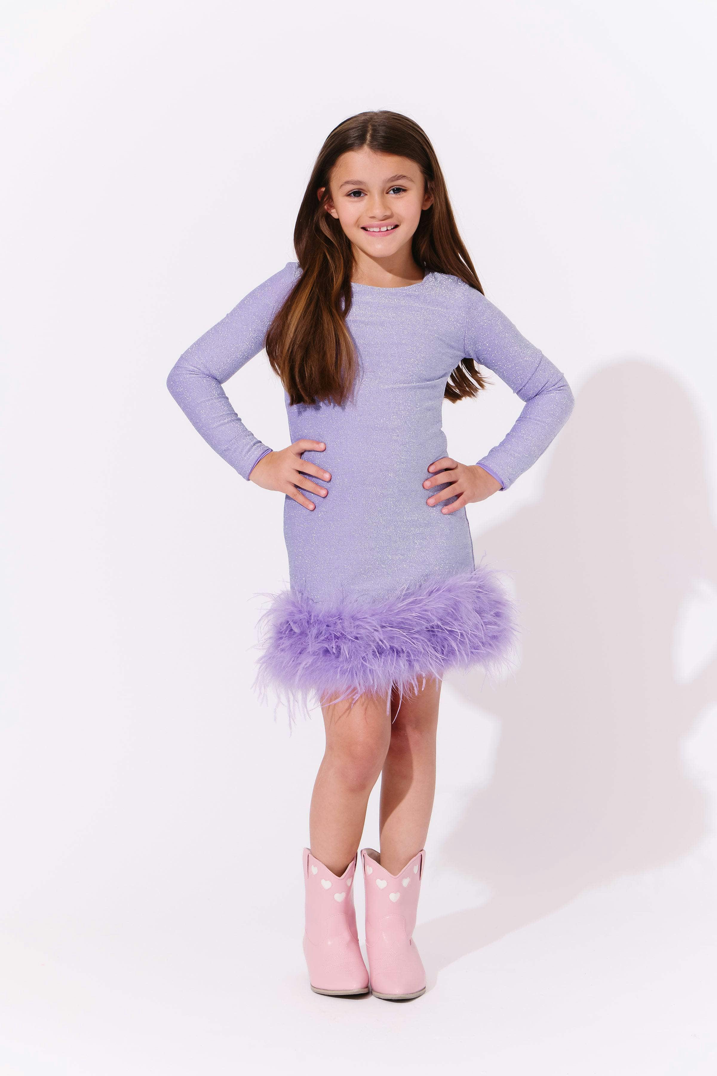 Lavender Shimmer Feather Dress