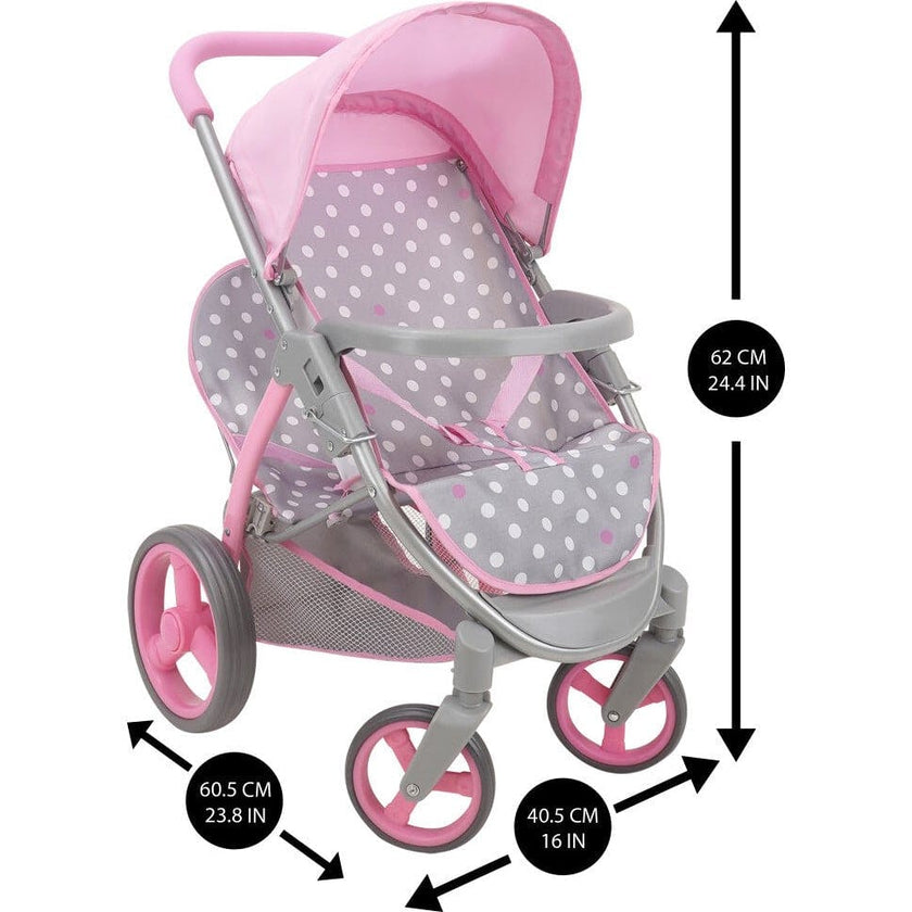 Cotton Candy Pink: Twin Tandem Doll Stroller - Dolls Up to 18"