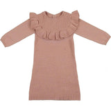 Yoke Collar Ruffle Knit Dress
