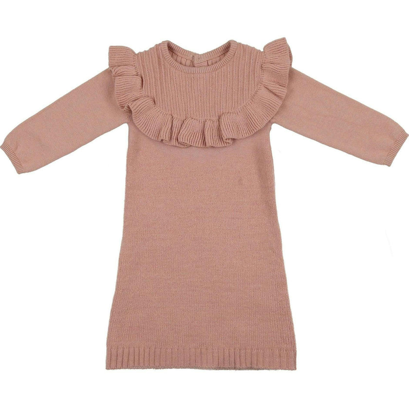 Yoke Collar Ruffle Knit Dress