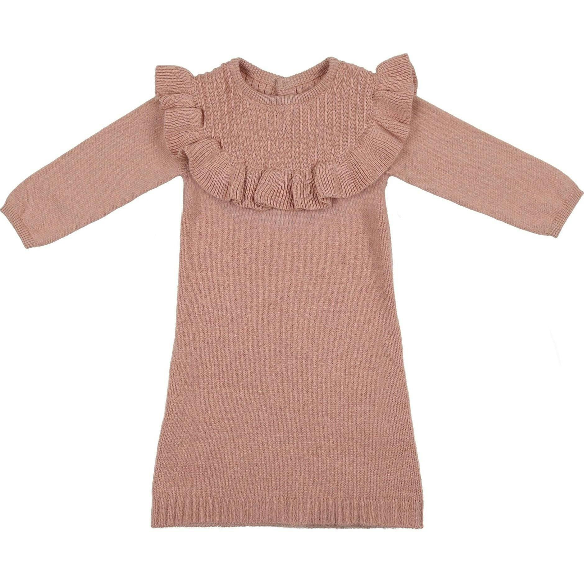 Yoke Collar Ruffle Knit Dress