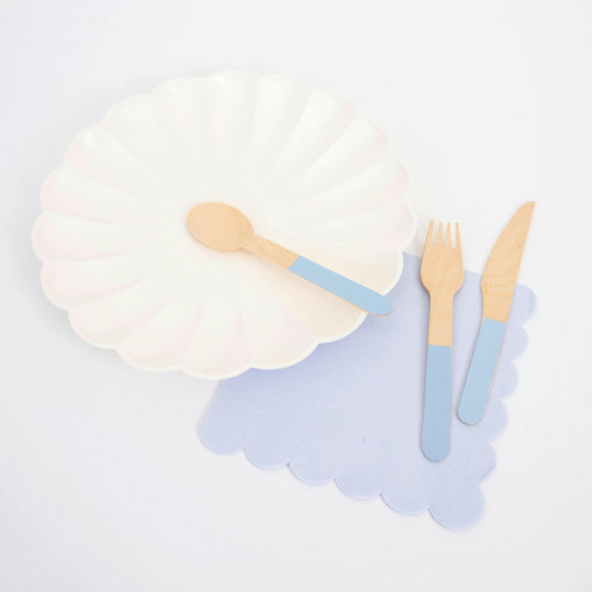 Soft Blue Wooden Cutlery Set