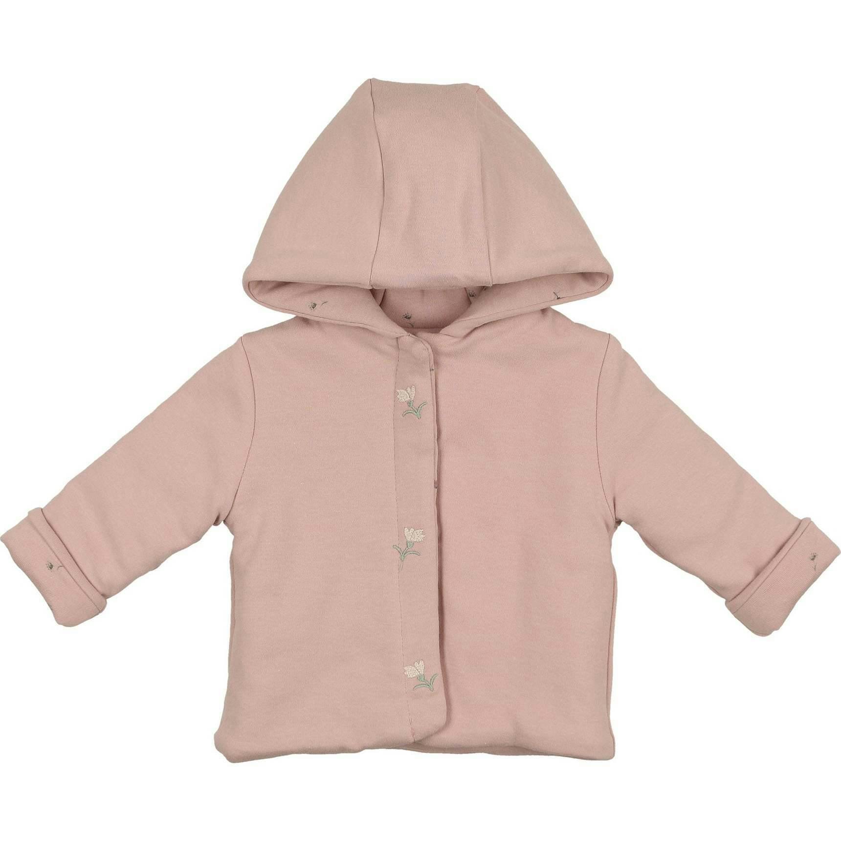 Plush Print Girls' Jacket Ivory & Pink