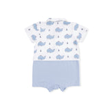 Bubbly Sailor Whales Blue - Short Playsuit