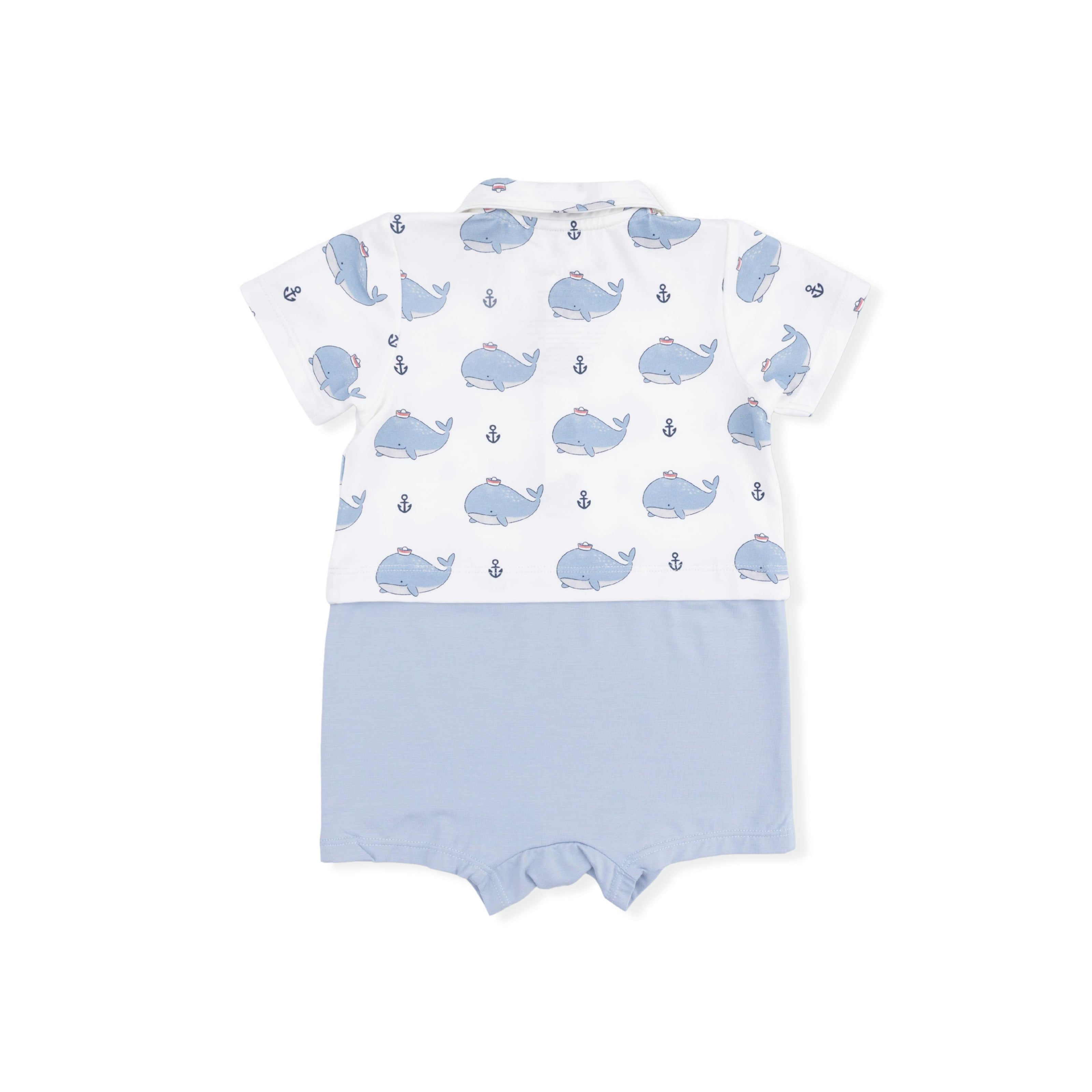 Bubbly Sailor Whales Blue - Short Playsuit