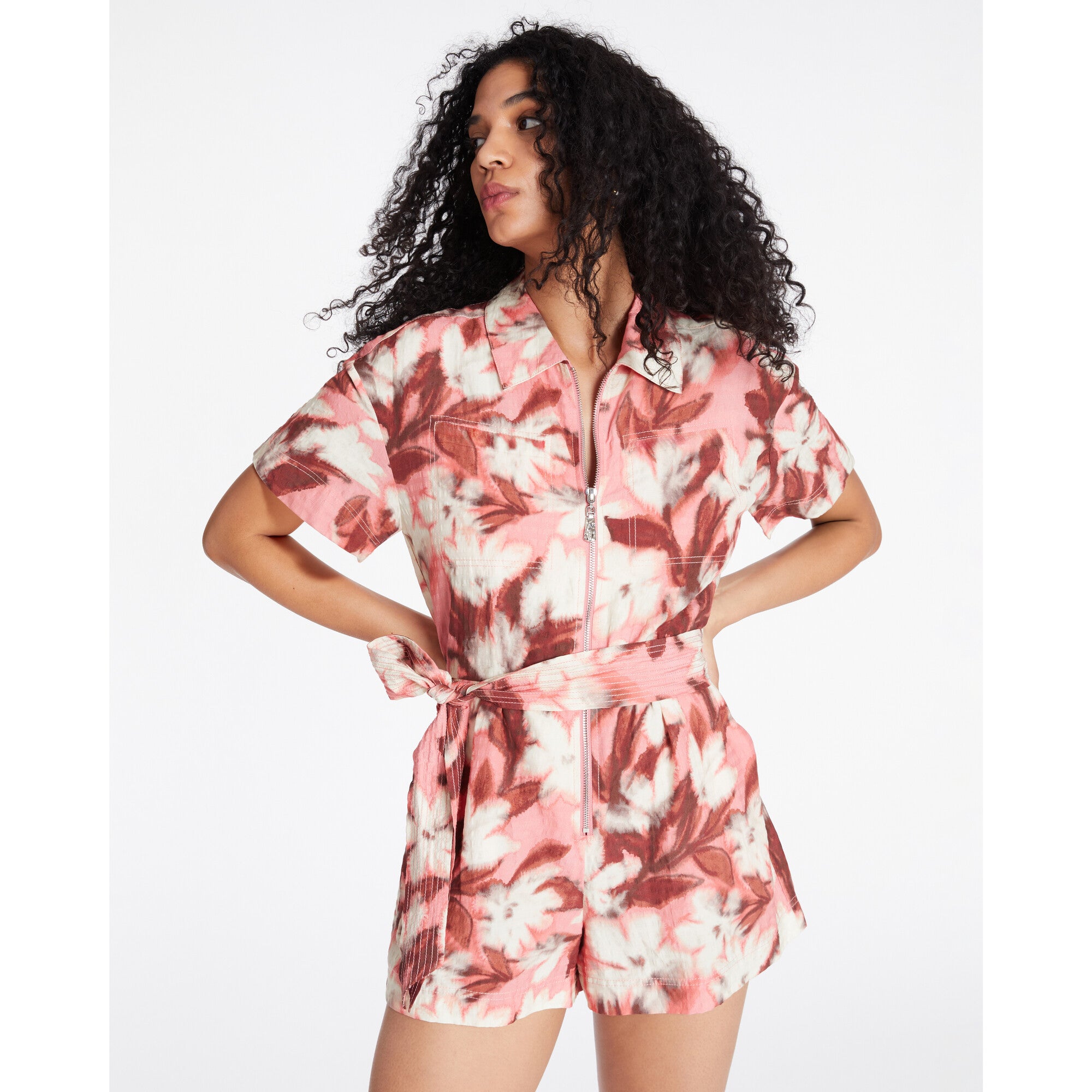 Women's Short Sleeve Skye Romper, Pink