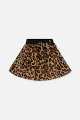 Faux Fur Skirt Brown Leopard Print