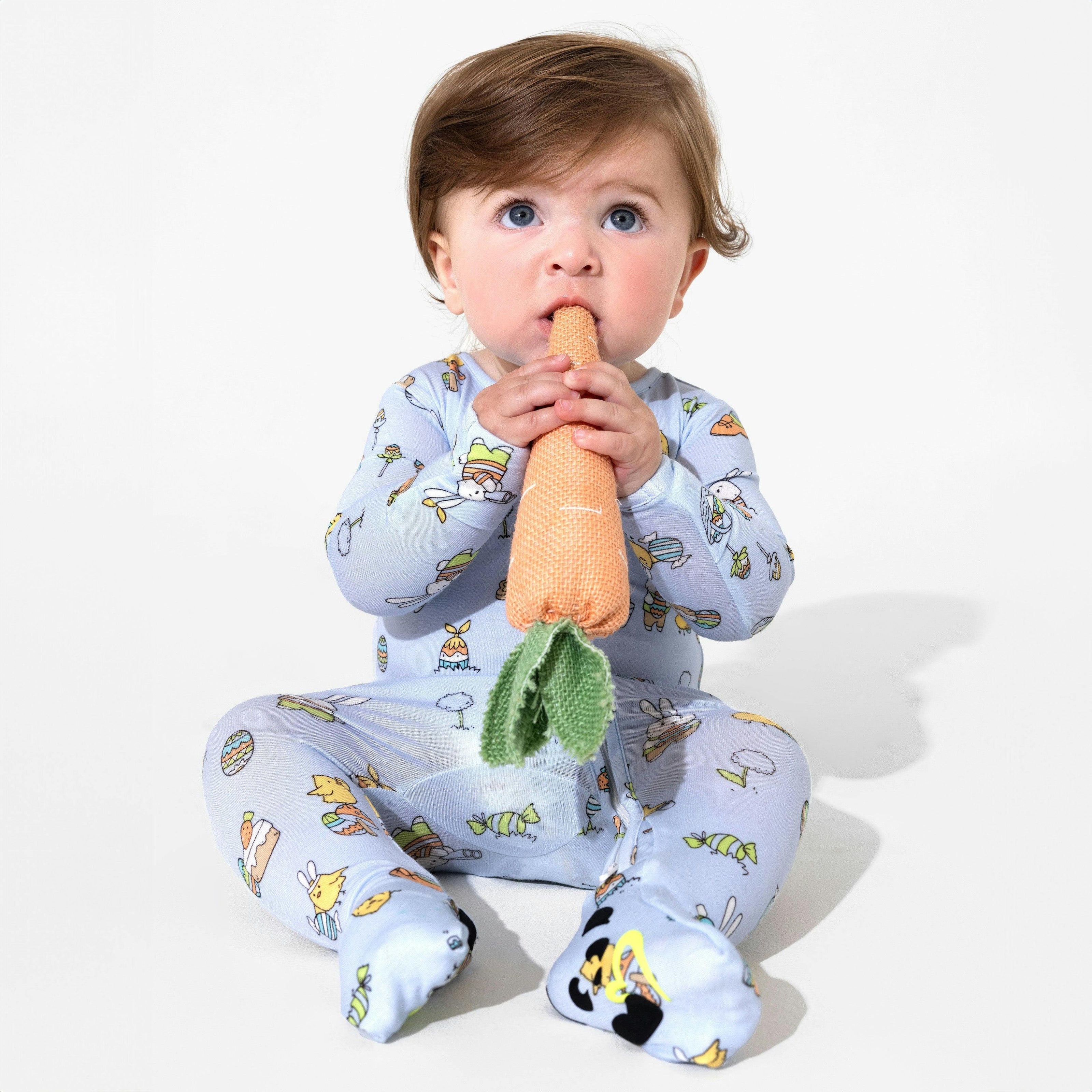 Easter Bunny Blue Bamboo Convertible Footie