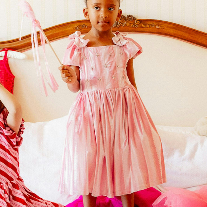 Mini Tiara Dress in Pink Velvet
