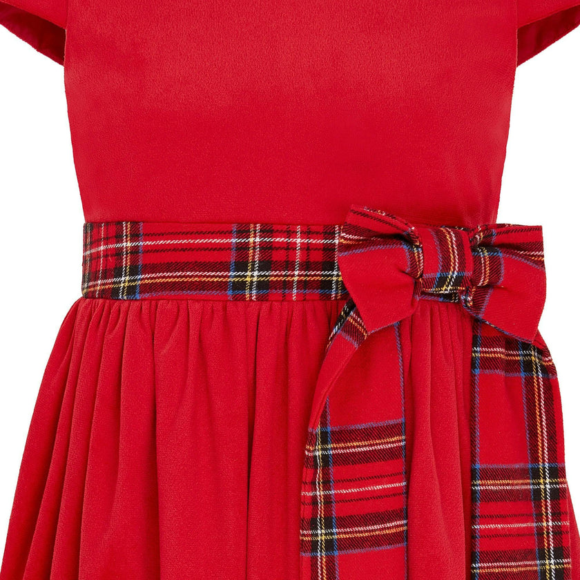 Ailsa Velvet Plaid Bow Occasion Party Dress