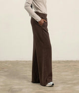 Womens Recycled Fleece Wide Leg Pant - Recycled Fleece - Mineral Ganache