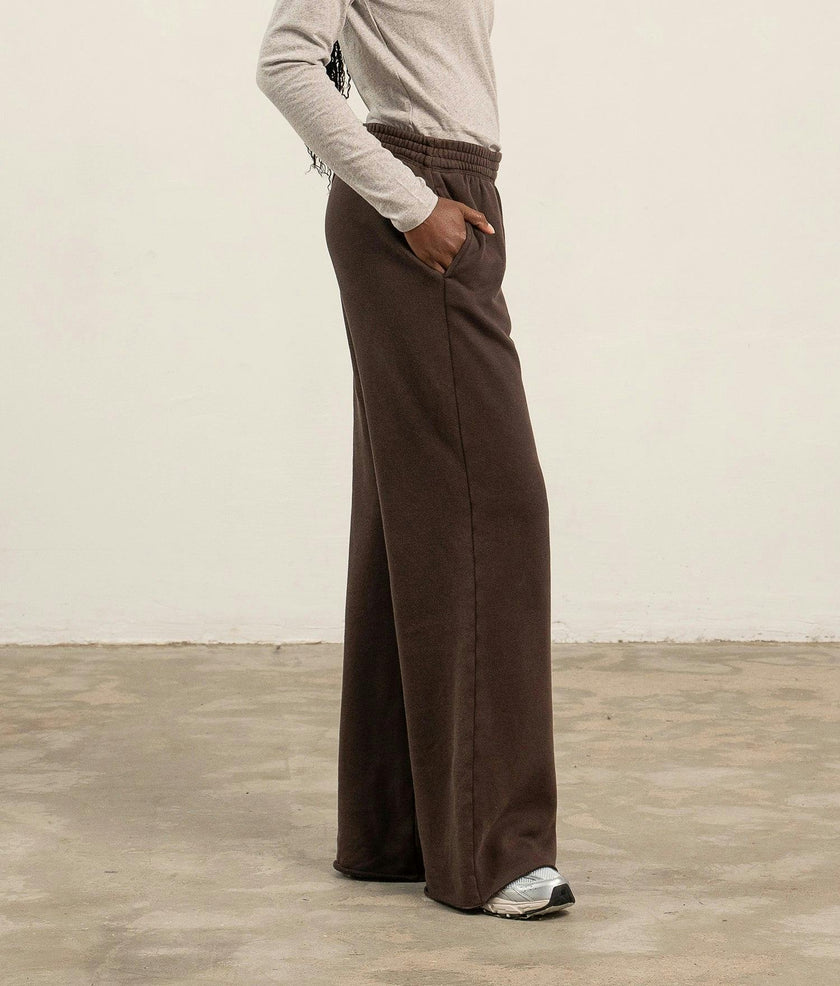 Womens Recycled Fleece Wide Leg Pant - Recycled Fleece - Mineral Ganache