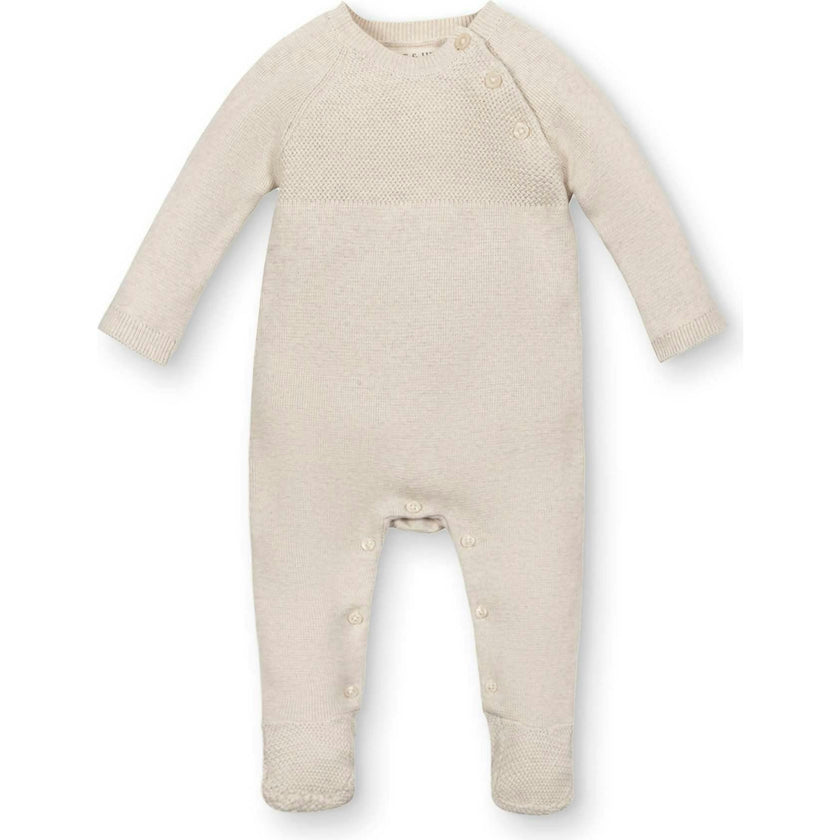Organic Raglan Footed Sweater Romper, Beige