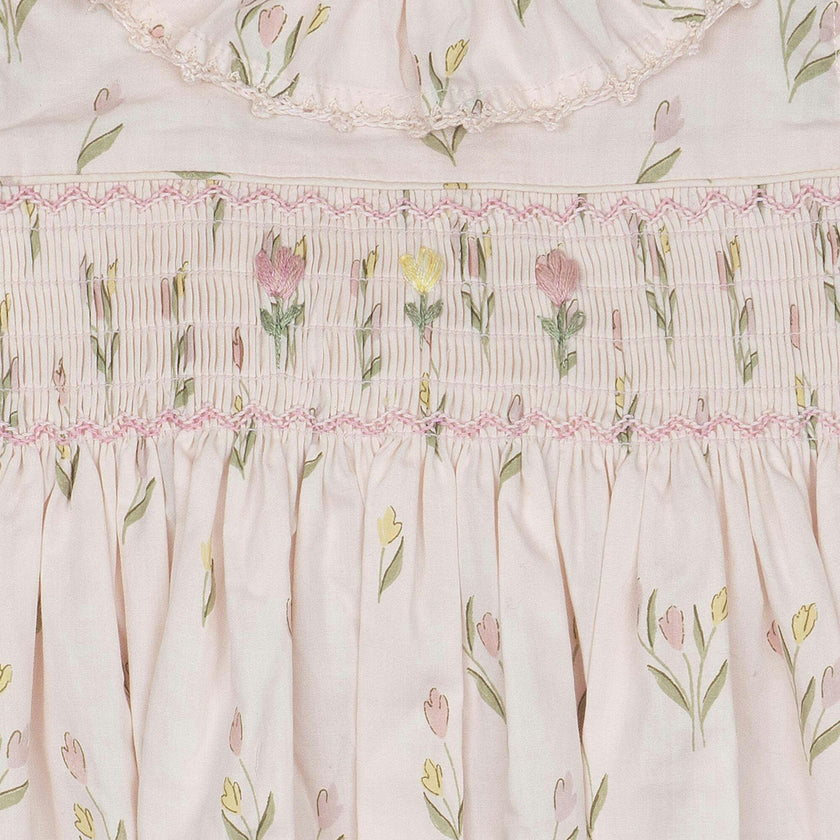 Smock Flutter Dress in Dancing Tulips