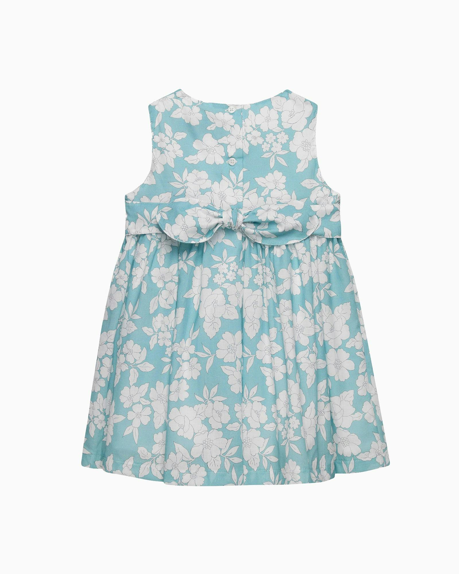 Baby Molly Smocked Pinafore Dress in Teal Floral