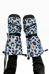 Teknik Winter Mittens Blue Leopard Print