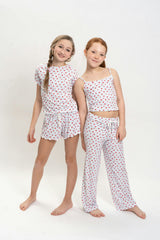 Girls Strawberry Print Short Sleeve Top and Shorts Set