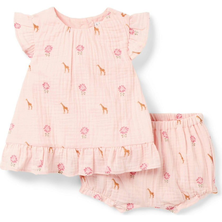 Baby Giraffe Floral Matching Set, Pink