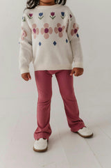 Girls Flare Pants in Mesa Rose