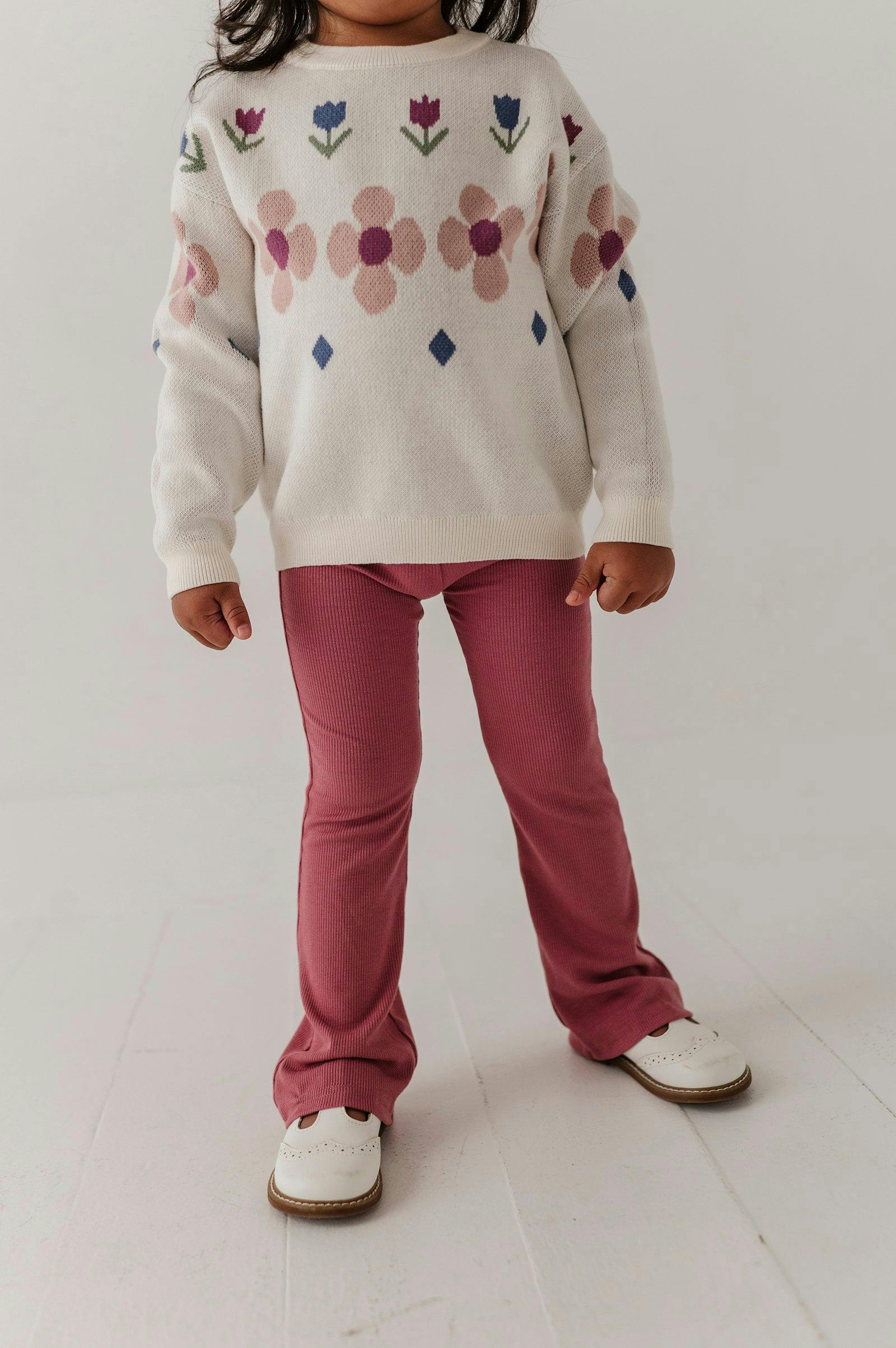 Girls Flare Pants in Mesa Rose