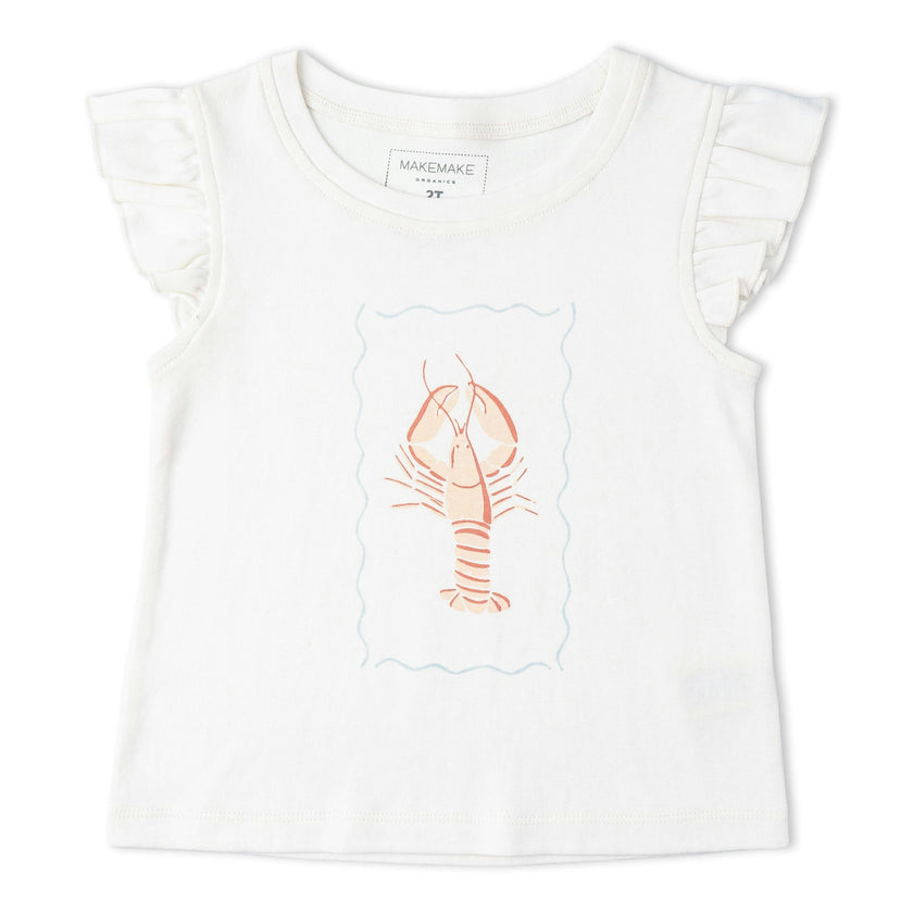 Organic Sleeveless Flutter Top & Shorts Set - Lobster